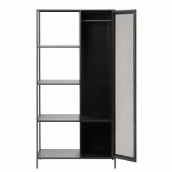 Industrial Garderobenschrank Mit Gittertür - Pyrona -wohnen.de-Shop industrial garderobenschrank mit gittertuer vier offenen faechern pyrona 05