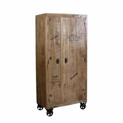 Industry Dielenschrank Indri Aus Holz Rustikal Mit Schrift-Drucken