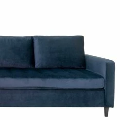 Kleine Samt Polsterecke In Dunkelblau - Sakura -wohnen.de-Shop kleine samt polsterecke in dunkelblau mit schwarzen holzbeinen sakura 05