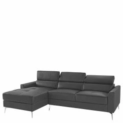 Kleine Wohnlandschaft In Dunkelgrau Leder - Naebo -wohnen.de-Shop kleine wohnlandschaft in dunkelgrau leder mit chrom beinen naebo 02