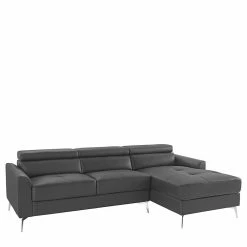 Kleine Wohnlandschaft In Dunkelgrau Leder - Naebo -wohnen.de-Shop kleine wohnlandschaft in dunkelgrau leder mit chrom beinen naebo 03