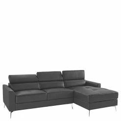 Kleine Wohnlandschaft In Dunkelgrau Leder - Naebo -wohnen.de-Shop kleine wohnlandschaft in dunkelgrau leder mit chrom beinen naebo 04