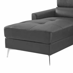 Kleine Wohnlandschaft In Dunkelgrau Leder - Naebo -wohnen.de-Shop kleine wohnlandschaft in dunkelgrau leder mit chrom beinen naebo 05