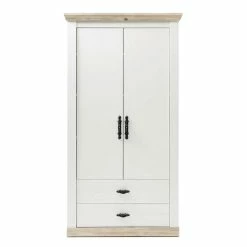 Landhaus Flurschrank Mit Doppeltür - Nedita -wohnen.de-Shop landhaus flurschrank mit doppeltuer 2 schubladen nedita 02