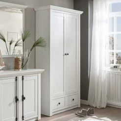 Landhaus Garderoben-Schrank In Weiß - Chelles