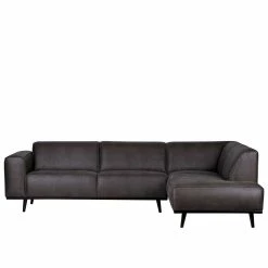 Leder Polsterecke Oleum Aus Recyclingleder Dunkelgrau -wohnen.de-Shop leder polsterecke recyclingleder dunkelgrau mit metall gestell oleum 04