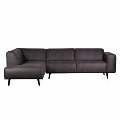 Leder Polsterecke Oleum Aus Recyclingleder Dunkelgrau -wohnen.de-Shop leder polsterecke recyclingleder dunkelgrau mit metall gestell oleum f