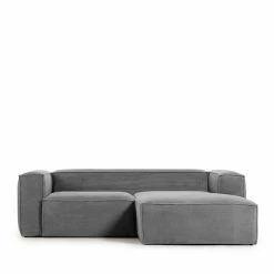 Modernes Breitcord Ecksofa In Grau - Hanyas