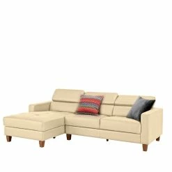 Modernes Ecksofa In Creme & Braun - Romy