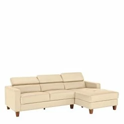 Modernes Ecksofa In Creme & Braun - Romy -wohnen.de-Shop modernes ecksofa in creme braun aus kunstleder massivholz romy 03