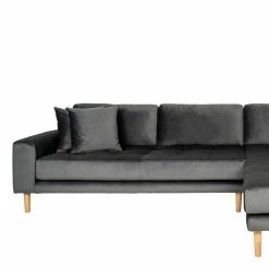 Polsterecke Ecksofa In Dunkelgrau Samt - Metra -wohnen.de-Shop polsterecke ecksofa in dunkelgrau samt natur massivholzbeine metra 03