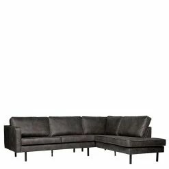 Retro Ecksofa Rundecke In Schwarz - Avonita
