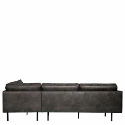 Retro Ecksofa Rundecke In Schwarz - Avonita -wohnen.de-Shop retro ecksofa rundecke in schwarz kunstleder 4 sitzplaetze avonita 03