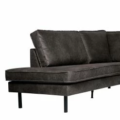 Retro Ecksofa Rundecke In Schwarz - Avonita -wohnen.de-Shop retro ecksofa rundecke in schwarz kunstleder 4 sitzplaetze avonita 04