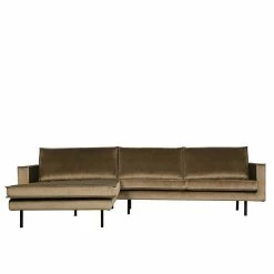 Retro Velvet Ecksofa In Taupe - Museo -wohnen.de-Shop retro velvet ecksofa in taupe mit schwarzen metallbeinen museo 02