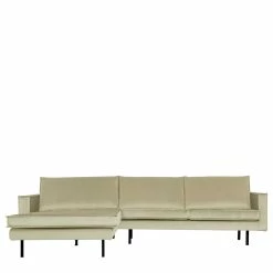 Samt Ecksofa In Graugrün - Loona -wohnen.de-Shop samt ecksofa in graugruen mit metallfuessen in schwarz loona 02