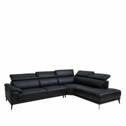 Schwarze Sofaecke Aus Leder & Kunstleder - Loveme