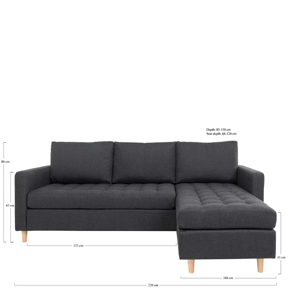 Skandi Ecksofa In Dunkelgrau & Natur - Dennja 6 Skandi Ecksofa In Dunkelgrau & Natur - Dennja – Bild 4