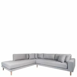 Skandi Polsterecke Mit Vier Sitzplätzen - Heart -wohnen.de-Shop skandi polsterecke mit vier sitzplaetzen in hellgrau stoff eiche holz heart 03