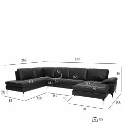 U-Form Polsterecke In Schwarz - Elivazon -wohnen.de-Shop u form polsterecke in schwarz aus echtleder kunstleder elivazon 04