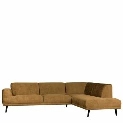 Viersitzer Polsterecke In Ocker Samt - Nocro -wohnen.de-Shop viersitzer polsterecke in ocker samt mit holzbeinen in schwarz nocro 04