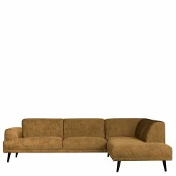 Viersitzer Polsterecke In Ocker Samt - Nocro -wohnen.de-Shop viersitzer polsterecke in ocker samt mit holzbeinen in schwarz nocro 05