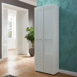 Weißer Flur Schrank Mit Glas-Front - Goeca