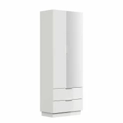 Weißer Hochglanz Flurschrank Mit Spiegel - Ziolas -wohnen.de-Shop weisser hochglanz flurschrank mit spiegel 2 tueren 2 schubladen ziolas f